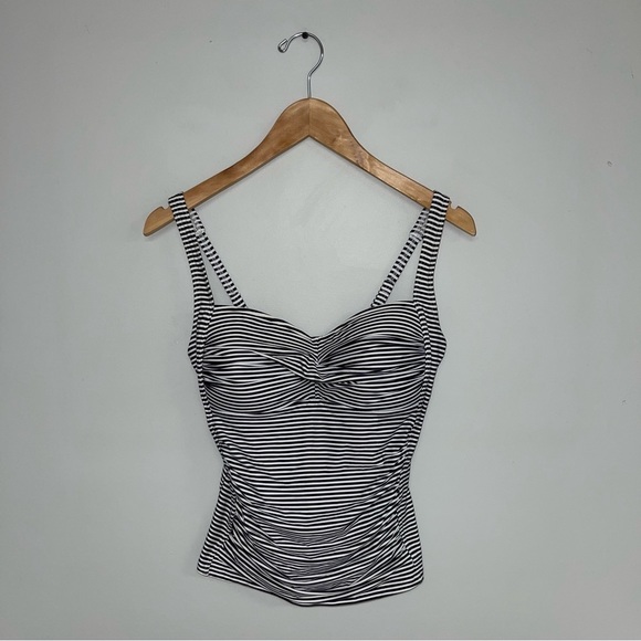 bond-eye Tankini Top Size 8 US White Grey Striped Twist Front  NipTuck Australia - Picture 2 of 11